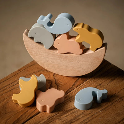 Non-Toxic Wooden Animal Stacking Blocks - Organibabe