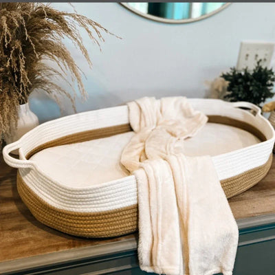 Cotton Rope Baby Changing Basket with Pad - Organibabe
