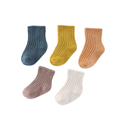 5 Pairs Pure Cotton Non-Slip Socks - Organibabe