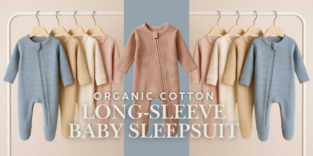 Organic baby sleepsuit- Organic cotton baby sleepwear- Long sleeve baby sleepsuit