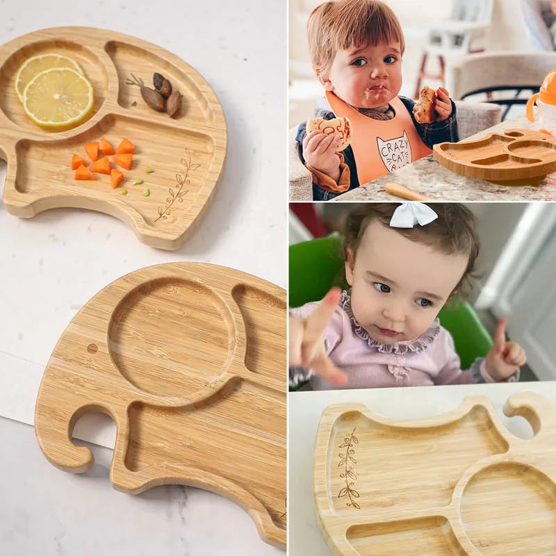 Animal Wooden Baby Feeding Plate