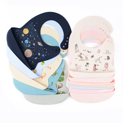 Cartoon Print BPA Free Soft Silicone Bib - Organibabe