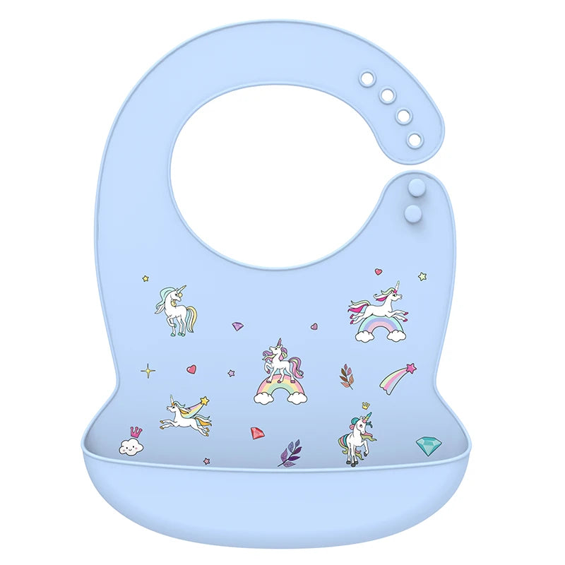 Cartoon Print BPA Free Soft Silicone Bib | Silicone Feeding Bib (Green, Pink, Blue) | baby bibs for eating, baby bibs for eating, baby bibs for eating, bib for baby, baby bibs for eating, baby bibs for eating