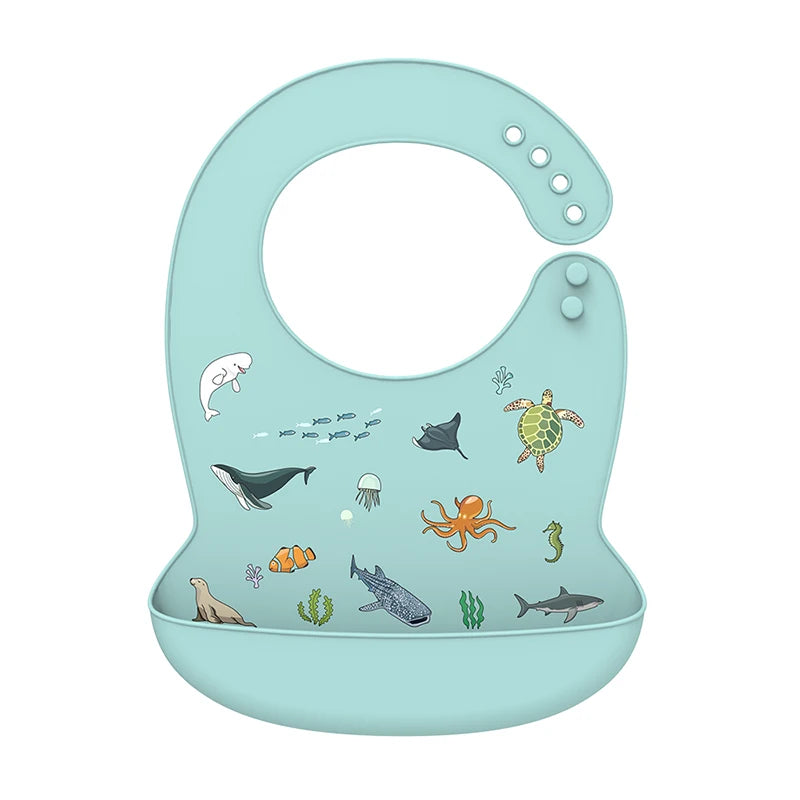 Cartoon Print BPA Free Soft Silicone Bib | Silicone Feeding Bib (Green, Pink, Blue) | baby bibs for eating, baby bibs for eating, baby bibs for eating, bib for baby, baby bibs for eating, baby bibs for eating