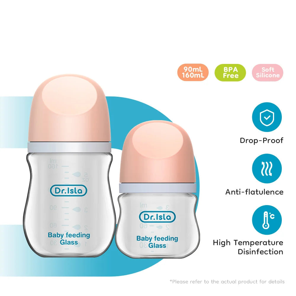 Anti-flatulence Wide-caliber Baby Glass Bottle - Organibabe