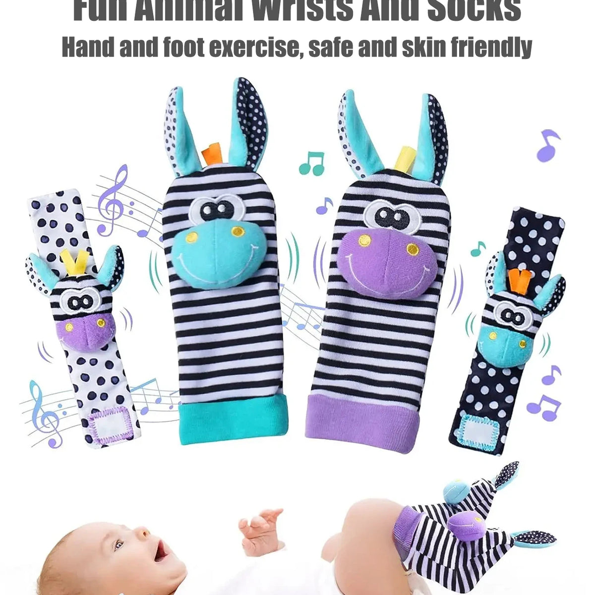4pcs Baby Infant Wrist Rattle Socks Toys - Organibabe