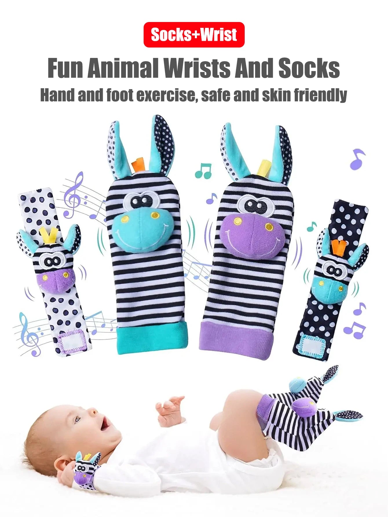 4pcs Baby Infant Wrist Rattle Socks Toys - Organibabe