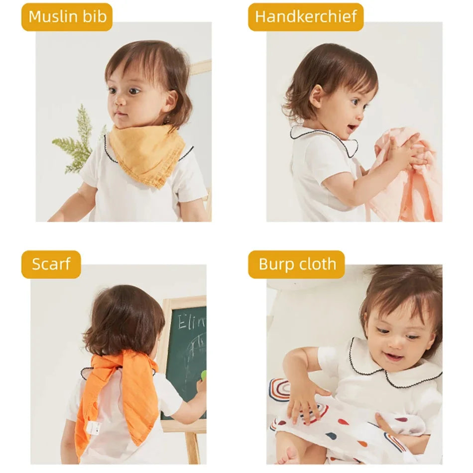 5Pcs Bamboo Cotton Muslin Scarf