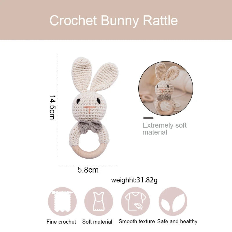 Baby Crochet Rattle Wooden Music Toy