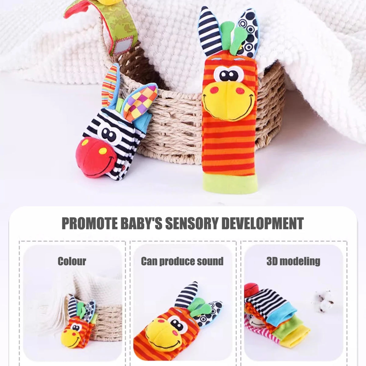 4pcs Baby Infant Wrist Rattle Socks Toys - Organibabe