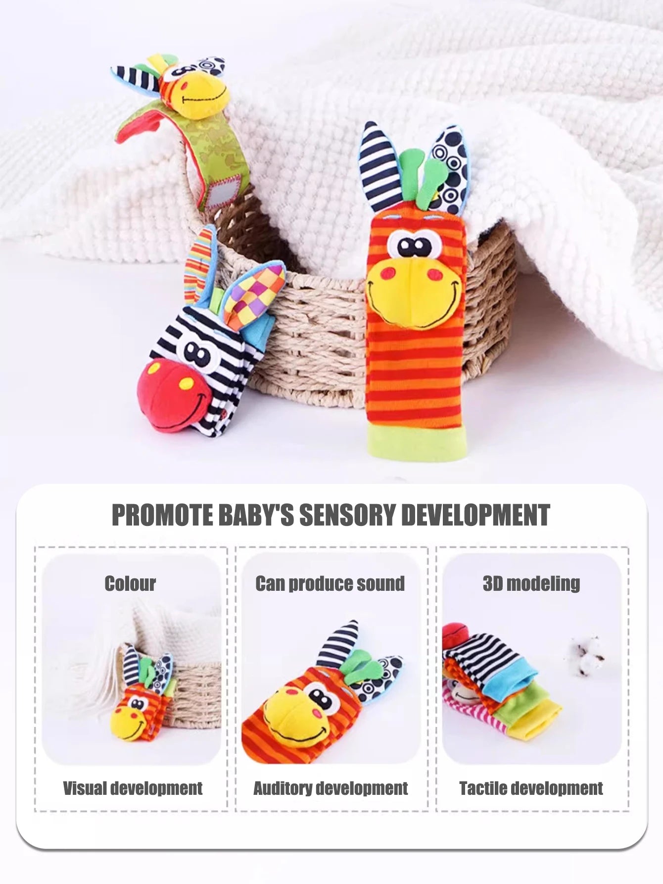 4pcs Baby Infant Wrist Rattle Socks Toys - Organibabe