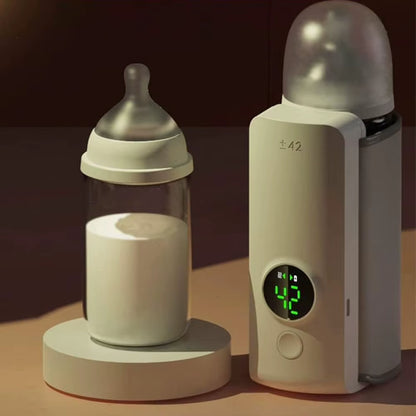 Portable Bottle Warmer Rechargeable Cordless Milk Warmer with Temperature Control Baby Bottle Warmer for Traveling Camping Home